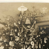 Ceiling Hung Christmas Tree! Antique Snapshot Photo