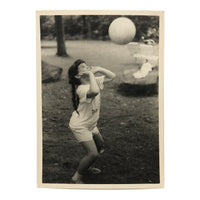 Girl with Ball (Looking Ready!) Excellent Vintage Snapshot Photo