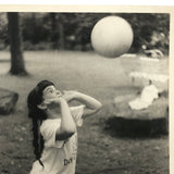 Girl with Ball (Looking Ready!) Excellent Vintage Snapshot Photo