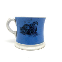 Deer and Toad, Best Blue Transfer Decorated 19th C. Child's Mug