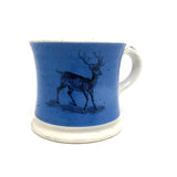 Deer and Toad, Best Blue Transfer Decorated 19th C. Child's Mug