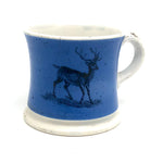 Deer and Toad, Best Blue Transfer Decorated 19th C. Child's Mug