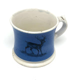 Deer and Toad, Best Blue Transfer Decorated 19th C. Child's Mug