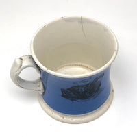 Deer and Toad, Best Blue Transfer Decorated 19th C. Child's Mug