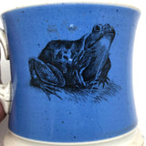 Deer and Toad, Best Blue Transfer Decorated 19th C. Child's Mug