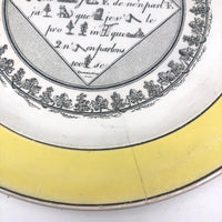 Early 19th C. French Creil Montereau Faience Rebus Plate ((Hairline Crack)