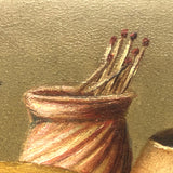 Little Gem of an Antique Oil Painting: Pipe with Matches and Ashtray