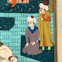 Persian Manuscript Gouache Painting with Wresters!