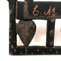 SOLD Wonderful 19th C. Folk Art Carved Frame with Hearts, Presumed Pennsylvania