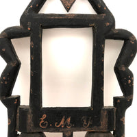 SOLD Wonderful 19th C. Folk Art Carved Frame with Hearts, Presumed Pennsylvania