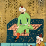 Persian Manuscript Gouache Painting with Wresters!