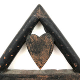 SOLD Wonderful 19th C. Folk Art Carved Frame with Hearts, Presumed Pennsylvania