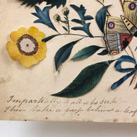 Exquisite Mid 19th C. Watercolor Valentine with Flip Up Handwritten Fortunes