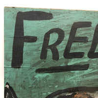 Free Cats! Excellent Vintage Hand-painted Sign on Wood Panel