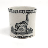 Cameleopard! Super Scarce 19th C. British Transfer Decorated Child's Mug