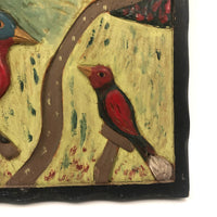 Double Sided Canadian Folk Art Relief Carving: Strongman Victor DeLamarre + Birds and Mountains