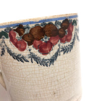 Flowers and Garlands, 19th Century Hand-decorated Spongeware Mug