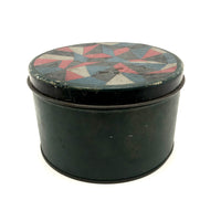 Old Round Tin with Handpainted Modernist Lid (Couple Dings)