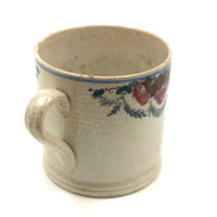 Flowers and Garlands, 19th Century Hand-decorated Spongeware Mug