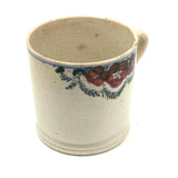 Flowers and Garlands, 19th Century Hand-decorated Spongeware Mug