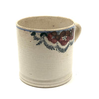 Flowers and Garlands, 19th Century Hand-decorated Spongeware Mug