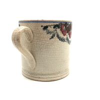 Flowers and Garlands, 19th Century Hand-decorated Spongeware Mug