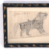 Marvelous Naive Graphite Horse Drawing, 1887, Framed