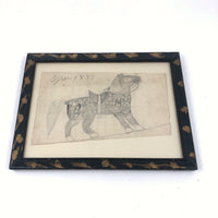 Marvelous Naive Graphite Horse Drawing, 1887, Framed