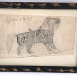 Marvelous Naive Graphite Horse Drawing, 1887, Framed