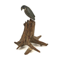 Old Carved and Painted Hawk or Falcon on Natural Wood Base