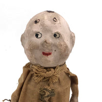 Curious Little Man, Antique Spring Body Toy with Papier Mache  Head and Hands