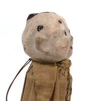 Curious Little Man, Antique Spring Body Toy with Papier Mache  Head and Hands