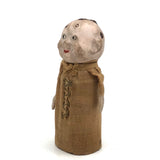 Curious Little Man, Antique Spring Body Toy with Papier Mache  Head and Hands