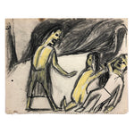 Commanding/Cowering, 1960s Peter Passuntino Pastel and Charcoal and Drawing of Three Figures