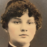 Young Woman with Flowers and (Lost Mat) Halo, Antique Full Plate Hand-painted Tintype