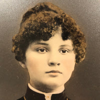 Young Woman with Flowers and (Lost Mat) Halo, Antique Full Plate Hand-painted Tintype