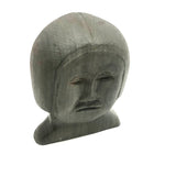 Wonderful Inuit Carved Green Stone Head, Signed with Disc Number