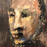 Three-Quarters View, Peter Passuntino Painterly Oil on Paper Portrait of a Man, 1960s