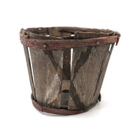 SOLD Beautifully Weathered and Tenderly Mended Old Painted Wooden Basket