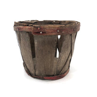 SOLD Beautifully Weathered and Tenderly Mended Old Painted Wooden Basket