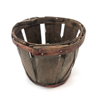 SOLD Beautifully Weathered and Tenderly Mended Old Painted Wooden Basket