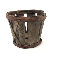 SOLD Beautifully Weathered and Tenderly Mended Old Painted Wooden Basket