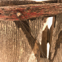 SOLD Beautifully Weathered and Tenderly Mended Old Painted Wooden Basket