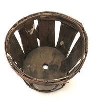 SOLD Beautifully Weathered and Tenderly Mended Old Painted Wooden Basket