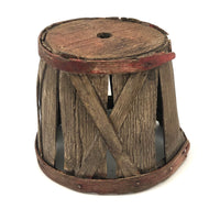 SOLD Beautifully Weathered and Tenderly Mended Old Painted Wooden Basket