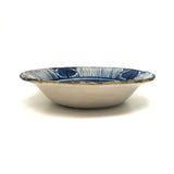 Early Hand-painted Blue and White Presumed Delftware Bowl with Big Fat Staple Repairs