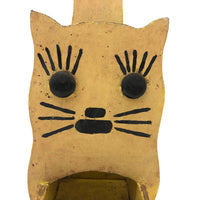 Yellow Cat Vintage Folk Art Match Holder (Roughness to to Bottom Edge)