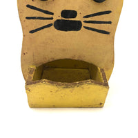 Yellow Cat Vintage Folk Art Match Holder (Roughness to to Bottom Edge)