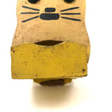 Yellow Cat Vintage Folk Art Match Holder (Roughness to to Bottom Edge)