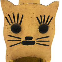 Yellow Cat Vintage Folk Art Match Holder (Roughness to to Bottom Edge)